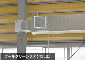 工作機械ごとに作業者が居ますので、その4箇所に向けて送風。