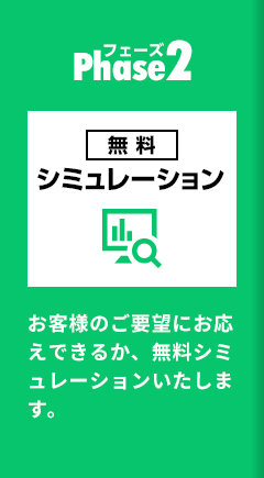 Phase2：無料 シミュレーション お客様のご要望にお応えできるか、無料シミュレーションいたします。